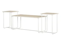 New Dorel Home Dante | Conjunto de 3 mesas de apoio com estrutura em metal branco Castanho