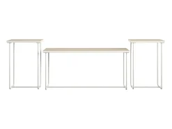 New Dorel Home Dante | Conjunto de 3 mesas de apoio com estrutura em metal branco Castanho