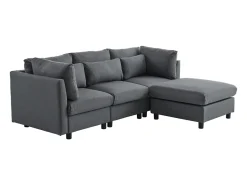 Hot KOMHTOM Design moderno, mobiliário estofado, sofá de 3 lugares, sofá de canto em forma de L com apoio para os pés, Cinzento