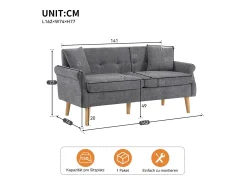 Sofá|KOMHTOM Design moderno, móveis estofados, sofá duplo, sofá estofado com almofadas grossas, Cinzento