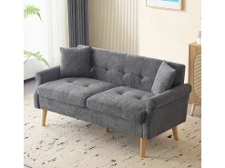 Sofá|KOMHTOM Design moderno, móveis estofados, sofá duplo, sofá estofado com almofadas grossas, Cinzento