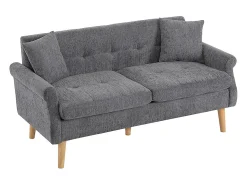 Sofá|KOMHTOM Design moderno, móveis estofados, sofá duplo, sofá estofado com almofadas grossas, Cinzento