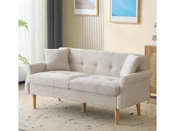 Sofá*KOMHTOM Design moderno, móveis estofados, sofá duplo, sofá estofado com almofadas grossas, Bege