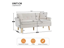 Sofá*KOMHTOM Design moderno, móveis estofados, sofá duplo, sofá estofado com almofadas grossas, Bege