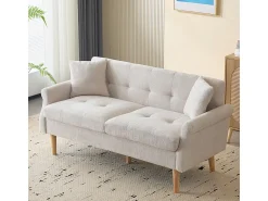 Sofá*KOMHTOM Design moderno, móveis estofados, sofá duplo, sofá estofado com almofadas grossas, Bege