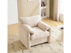 Poltrona*KOMHTOM Design moderno, tecido chenille, poltrona de grandes dimensões, cadeira decorativa, sofá individual, Bege