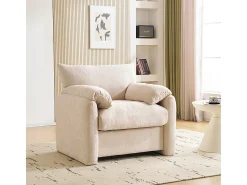 Poltrona*KOMHTOM Design moderno, tecido chenille, poltrona de grandes dimensões, cadeira decorativa, sofá individual, Bege