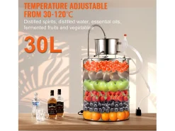 Acessório Vinho E Bar| Destilador de Álcool SucceBuy Destilador de Água sem Gás e Álcool de 34 L com Barril Thumper e Bomba de Água