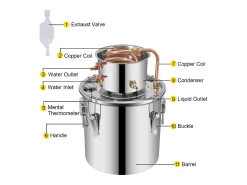 Acessório Vinho E Bar* Destilador de Álcool SucceBuy 12.5 L, Kit Moonshine Still, Destilaria de Whisky com Bomba d'Água Prateado