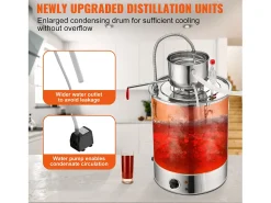 Online Destilador de Álcool SucceBuy, 49 L, com Tanque Thumper e Bomba de Água, Destilação Eficaz para Casa e Artesanato Prateado