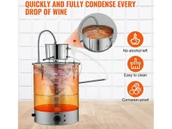 Online Destilador de Álcool SucceBuy, 49 L, com Tanque Thumper e Bomba de Água, Destilação Eficaz para Casa e Artesanato Prateado