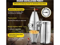 Acessório Vinho E Bar| Destilador de Álcool SucceBuy Alambique 30 L Inox Kit de Fabricação Caseira, Destilador de Moonshine em Aço Inoxidável, Kit de Cerveja Artesanal Caseira Prateado