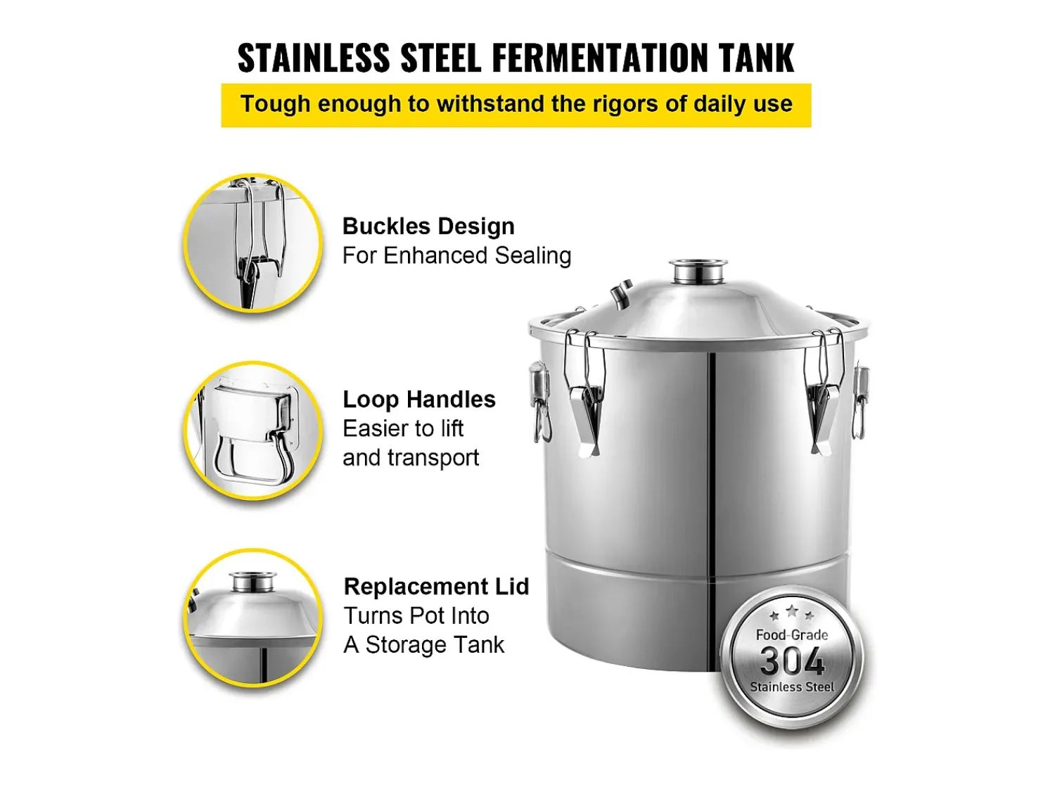 Acessório Vinho E Bar| Destilador de Álcool SucceBuy Alambique 30 L Inox Kit de Fabricação Caseira, Destilador de Moonshine em Aço Inoxidável, Kit de Cerveja Artesanal Caseira Prateado
