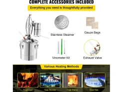 Destilador de Álcool SucceBuy 50L Destilador de Água e Álcool Moonshine Still, Prata^ Acessório Vinho E Bar