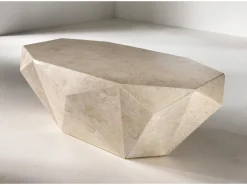 Mesa De Centro* Diamond médio - Mesa de centro (120 x 70 x 40h) em pedra fóssil Bege