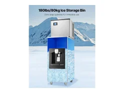 Best Dispensador de Cubos de Gelo SucceBuy, 9 kg/min, Dispensador Automático com Triturador, Pés com Altura Ajustável, para Máquina de Gelo de Escritório Multicor
