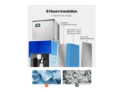 Best Dispensador de Cubos de Gelo SucceBuy, 9 kg/min, Dispensador Automático com Triturador, Pés com Altura Ajustável, para Máquina de Gelo de Escritório Multicor