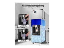 Best Dispensador de Cubos de Gelo SucceBuy, 9 kg/min, Dispensador Automático com Triturador, Pés com Altura Ajustável, para Máquina de Gelo de Escritório Multicor