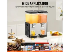 Hot Distribuidor de Bebidas Comercial SucceBuy 18L x 2 Reservatórios, 370W, Distribuidor de Bebidas Frias para Festas