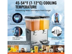 Hot Distribuidor de Bebidas Comercial SucceBuy 18L x 2 Reservatórios, 370W, Distribuidor de Bebidas Frias para Festas