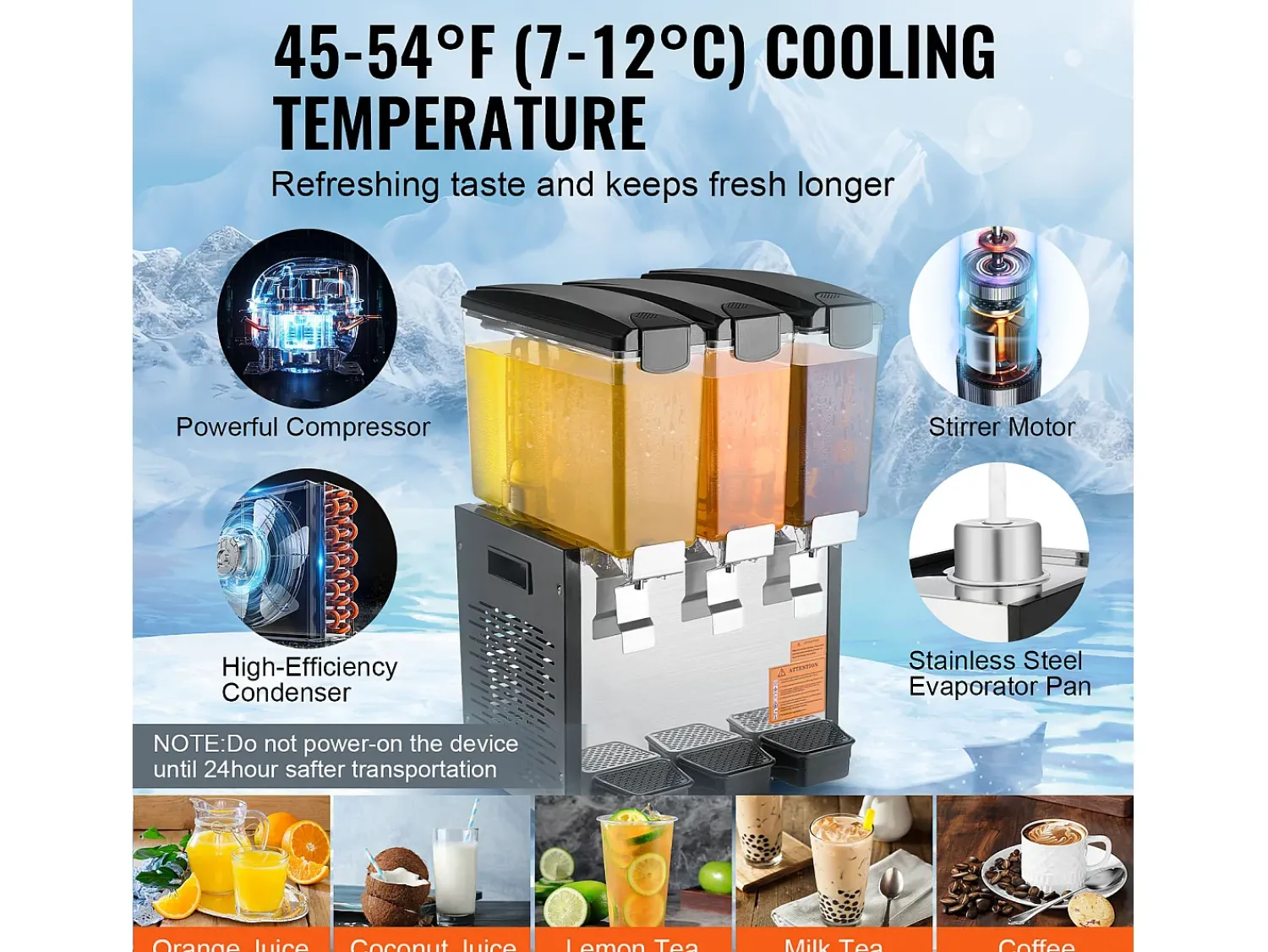 Acessório Vinho E Bar| Distribuidor de Bebidas Comerciais SucceBuy 10 L x 3 Reservatórios Distribuidor de Bebidas Geladas e Sucos Frios