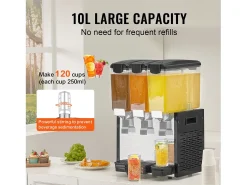 Acessório Vinho E Bar| Distribuidor de Bebidas Comerciais SucceBuy 10 L x 3 Reservatórios Distribuidor de Bebidas Geladas e Sucos Frios