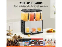 Distribuidor de Bebidas Comerciais SucceBuy 12 L x 3 Reservatórios, Distribuidor de Bebidas Geladas e Sucos Frios^ Acessório Vinho E Bar