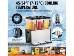 Distribuidor de Bebidas Comerciais SucceBuy 12 L x 3 Reservatórios, Distribuidor de Bebidas Geladas e Sucos Frios^ Acessório Vinho E Bar