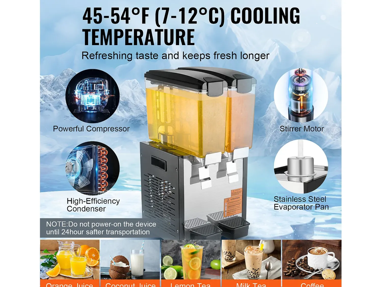 Distribuidor de Bebidas Comerciais SucceBuy 10 L x 2 Reservatórios, Distribuidor de Bebidas Geladas e Sucos Frios^ Acessório Vinho E Bar