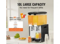 Distribuidor de Bebidas Comerciais SucceBuy 10 L x 2 Reservatórios, Distribuidor de Bebidas Geladas e Sucos Frios^ Acessório Vinho E Bar