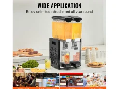 Distribuidor de Bebidas Comerciais SucceBuy 10 L x 2 Reservatórios, Distribuidor de Bebidas Geladas e Sucos Frios^ Acessório Vinho E Bar