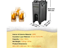 Acessório Vinho E Bar* Distribuidor de Bebidas SucceBuy Isotérmico de 19 L LDPE de Qualidade Alimentar, para Restaurante e Loja