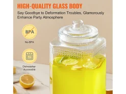 Distribuidor de Bebidas SucceBuy Dispensador de Bebidas em Vidro para Festas de 5,5 L com Suporte