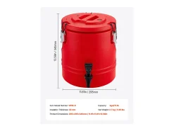 Acessório Vinho E Bar| Distribuidor de Bebidas SucceBuy Isotérmico 11,4 L, Fonte de Água Quente e Fria Não Elétrica com Torneira, Recipiente Isotérmico de Qualidade Alimentar Vermelho