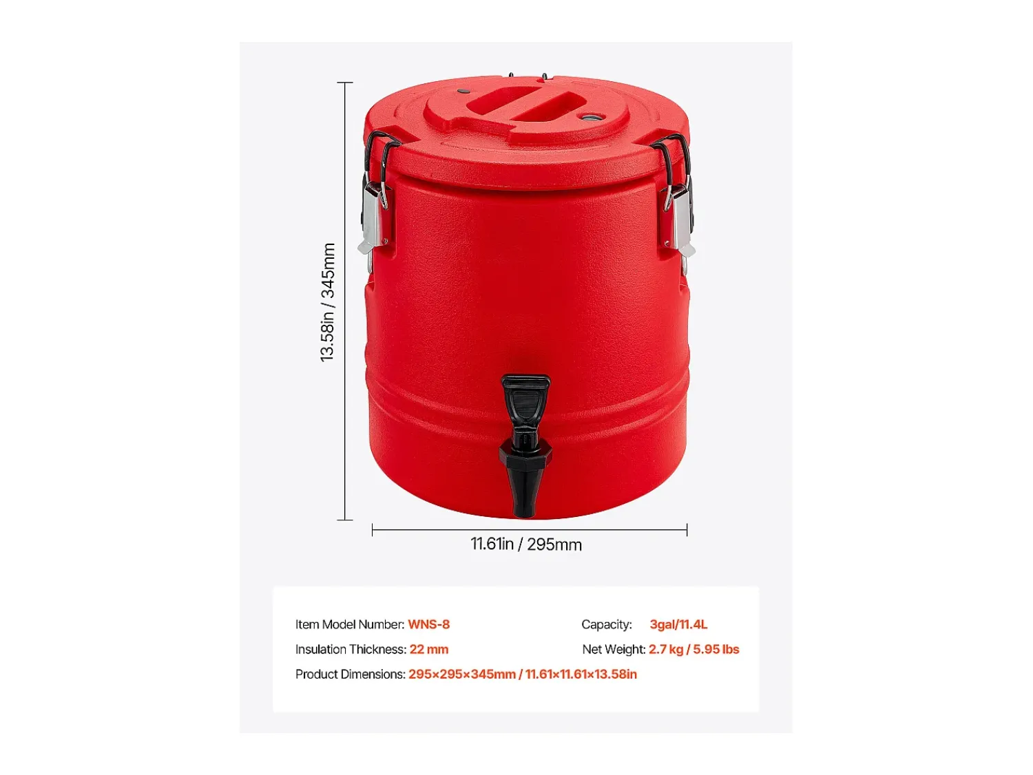 Acessório Vinho E Bar| Distribuidor de Bebidas SucceBuy Isotérmico 11,4 L, Fonte de Água Quente e Fria Não Elétrica com Torneira, Recipiente Isotérmico de Qualidade Alimentar Vermelho