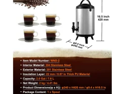 Acessório Vinho E Bar| Distribuidor de Bebidas, SucceBuy 7,6 L Distribuidor de Bebidas Isolado em Aço Inoxidável