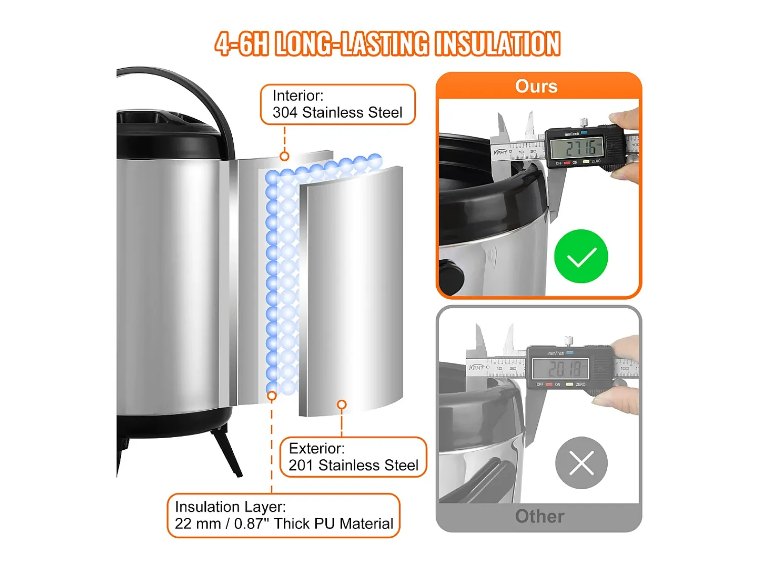 Acessório Vinho E Bar| Distribuidor de Bebidas, SucceBuy 7,6 L Distribuidor de Bebidas Isolado em Aço Inoxidável