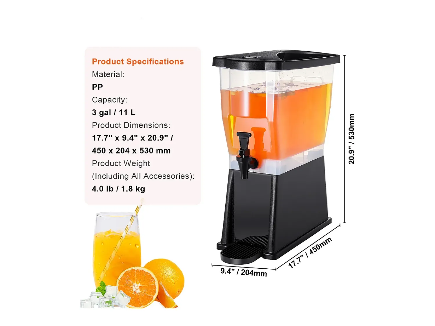 Acessório Vinho E Bar| Distribuidor de Bebidas SucceBuy Dispensador de Bebidas em Plástico para Festas de 11 L, Independente