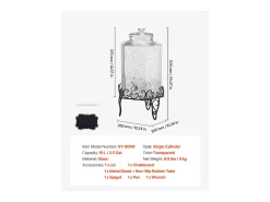 Discount Distribuidor de Bebidas SucceBuy, Grande Capacidade de 10 L, Fonte de Água em Vidro, Distribuição de Água, Sumo, Limonada, Chá Gelado, para Café Transparente