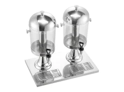 Clearance Distribuidor de Bebidas SucceBuy, Capacidade 2x 8 L, Fonte de Água em Aço Inoxidável e Plástico, Distribuição de Sumo, Limonada, Chá Gelado, Café Prateado