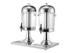 Clearance Distribuidor de Bebidas SucceBuy, Capacidade 2x 8 L, Fonte de Água em Aço Inoxidável e Plástico, Distribuição de Sumo, Limonada, Chá Gelado, Café Prateado