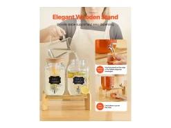 Acessório Vinho E Bar| Distribuidor de Bebidas SucceBuy, Capacidade de 3,8 L, 2 Unidades, Fonte de Água em Vidro, Distribuição de Água, Sumo, Limonada, Chá Gelado, para Café Transparente