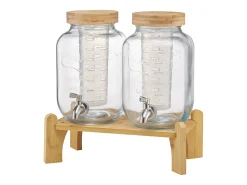 Acessório Vinho E Bar| Distribuidor de Bebidas SucceBuy, Capacidade de 3,8 L, 2 Unidades, Fonte de Água em Vidro, Distribuição de Água, Sumo, Limonada, Chá Gelado, para Café Transparente