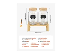 Acessório Vinho E Bar| Distribuidor de Bebidas SucceBuy, Capacidade de 3,8 L, 2 Unidades, Fonte de Água em Vidro, Distribuição de Água, Sumo, Limonada, Chá Gelado, para Café Transparente