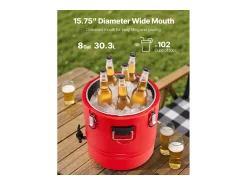 Acessório Vinho E Bar* Distribuidor de Bebidas SucceBuy Isotérmico 30 L, Fonte de Água Quente e Fria Não Elétrica com Torneira, Recipiente Isotérmico de Qualidade Alimentar Vermelho
