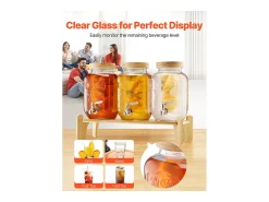Distribuidor de Bebidas SucceBuy, Capacidade de 3,8 L, 3 Unidades, Fonte de Água em Vidro, Distribuição de Água, Sumo, Limonada, Chá Gelado, para Café^ Acessório Vinho E Bar