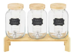 Distribuidor de Bebidas SucceBuy, Capacidade de 3,8 L, 3 Unidades, Fonte de Água em Vidro, Distribuição de Água, Sumo, Limonada, Chá Gelado, para Café^ Acessório Vinho E Bar
