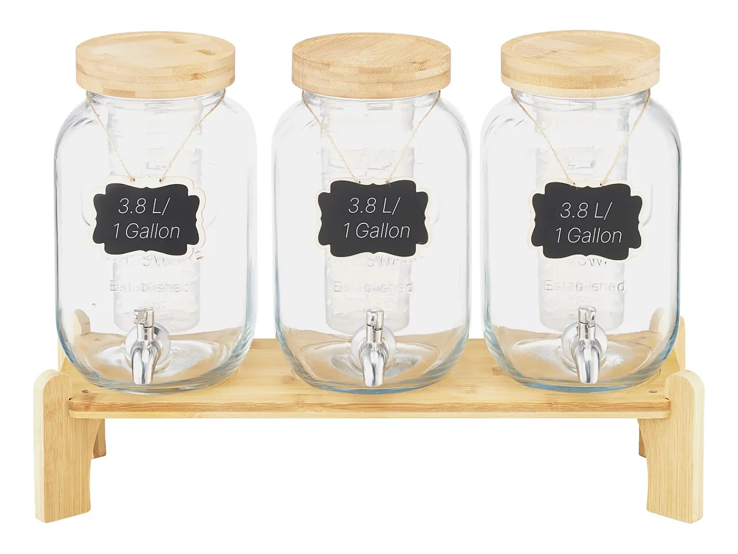 Distribuidor de Bebidas SucceBuy, Capacidade de 3,8 L, 3 Unidades, Fonte de Água em Vidro, Distribuição de Água, Sumo, Limonada, Chá Gelado, para Café^ Acessório Vinho E Bar