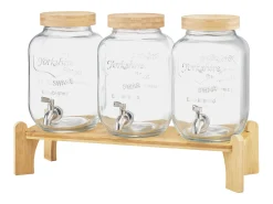 Distribuidor de Bebidas SucceBuy, Capacidade de 3,8 L, 3 Unidades, Fonte de Água em Vidro, Distribuição de Água, Sumo, Limonada, Chá Gelado, para Café^ Acessório Vinho E Bar