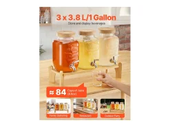 Distribuidor de Bebidas SucceBuy, Capacidade de 3,8 L, 3 Unidades, Fonte de Água em Vidro, Distribuição de Água, Sumo, Limonada, Chá Gelado, para Café^ Acessório Vinho E Bar